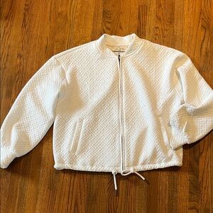 Elegant White Quilted Bomber Jacket